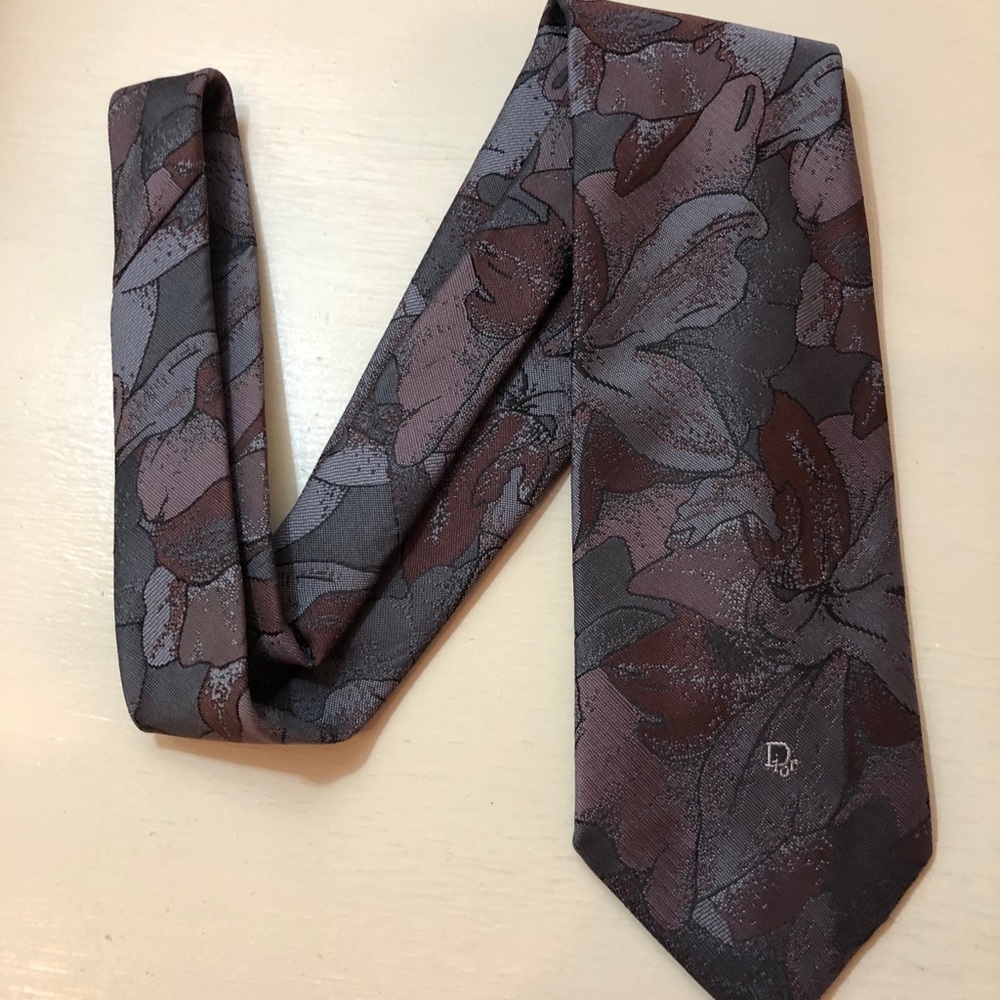 Christian Dior Gray & Brown Tie